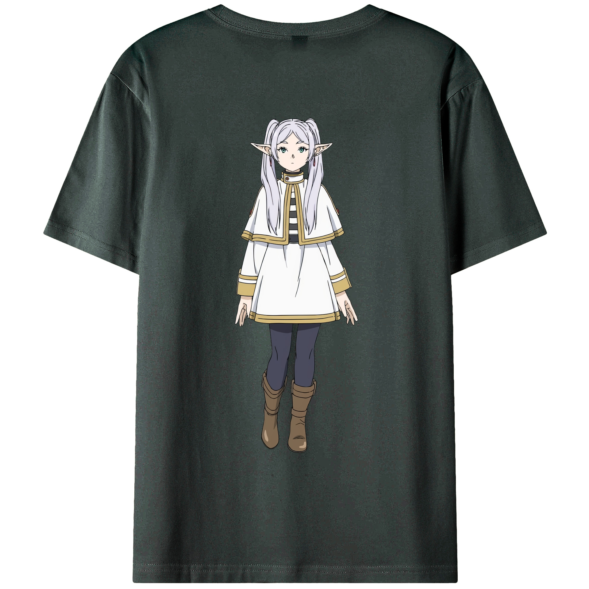 （画像用） 葬送のフリーレン Frieren 綿100％ メンズ半袖Tシャツ（バックプリント） 通気性